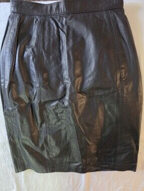 OPUS Vintage 90s Black Genuine Leather High Waisted Pencil Skirt Argentina 23